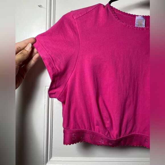 FREE W PURCHASE Savage X Fenty | Cotton Jersey Logo Crop Top in Pink - Picture 7 of 12